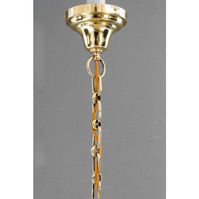 Metal Art Nouveau Pendant with Green Glass Shade, Vienna, 1908 For Sale - Image 7 of 17