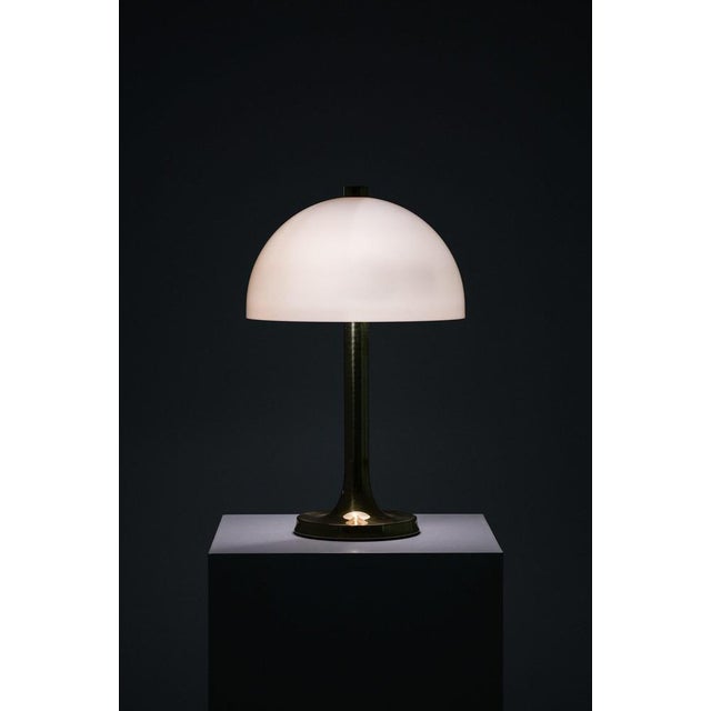 Rare table lamp in brass and original lamp shade, 1950's information: material: brass and original lamp shade style: mid...