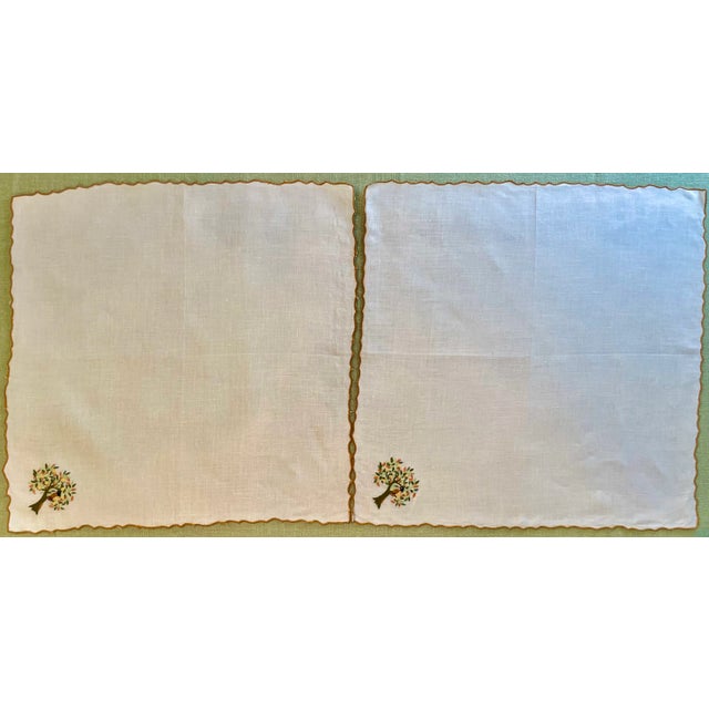 Embroidered Christmas Holiday Placemats & Napkins Set For Sale - Image 10 of 12