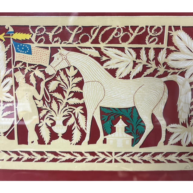 American 1940s Vintage Allen Saalburg Paper Cut Eclipse Horse Print, Framed For Sale - Image 3 of 6