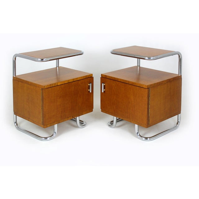 Bauhaus Bedside Tables by Hynek Gottwald, 1930s, Set of 2 For Sale - Image 4 of 18