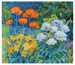 Valiahmetov Amir Hasnulovitch, Poppies and Peonies, 1985, Oil on Canvas