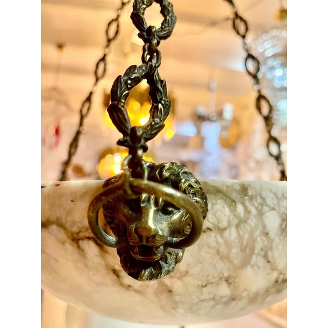 Large Art Deco Marble Pendant with Bronze Structure, France, 1920 For Sale - Image 4 of 11