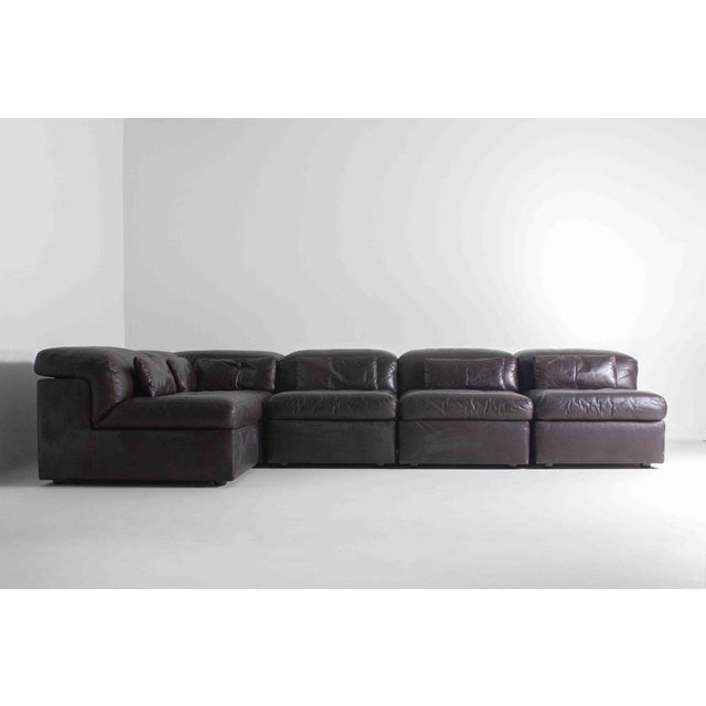 Vintage Leather Model Jeep Modular Sofa from Durlet, 1970s, Set of 7 For Sale - Image 12 of 12