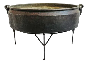 Old India Bronze Low Bowl on Stand