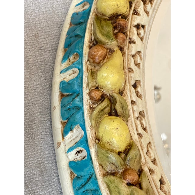 Italian Carved Round Florentine Lemon & Laurel Wood Mirror For Sale - Image 12 of 15