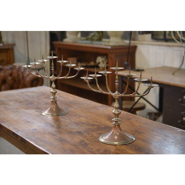 Vintage Brass and Copper Candleholders, 1950s, Set of 2 For Sale - Image 4 of 12