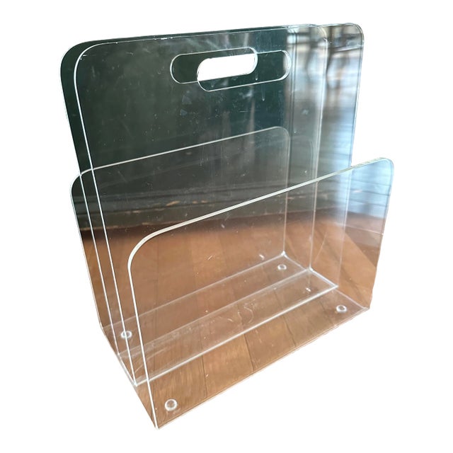 Vintage Mid Century Modern Lucite Magazine Rack For Sale