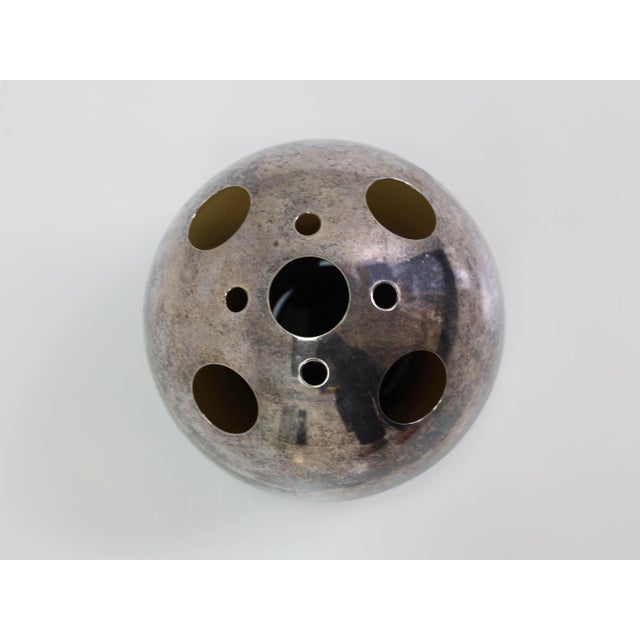 Italian Space Age Silver-Plated Ball Vase in the style of Gio Ponti, 1968, in Very Good conditions. Designed 1960 to 1969...