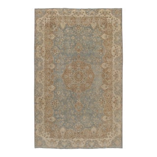 Antique Circa 1920 Subdued Distressed Tabriz Hand Woven Rug 6ft 5in X 10ft 2in For Sale