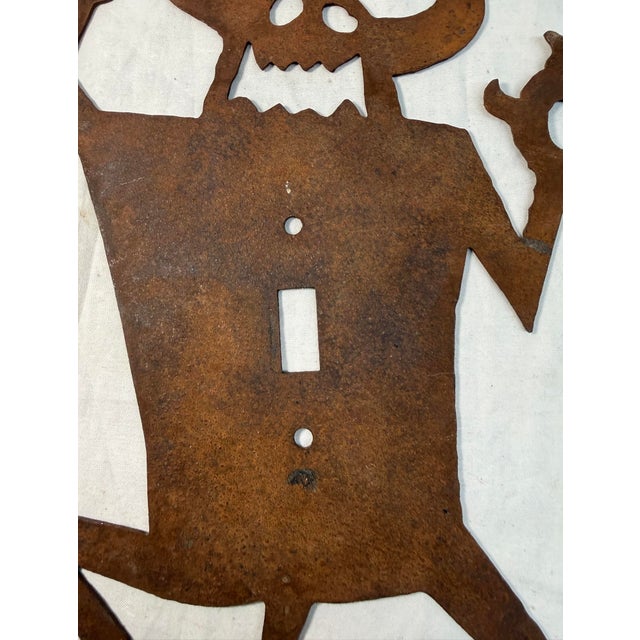 Large Antique Hand Cut Steel Metal Monster Silhouette Wall Switch Cover Kids For Sale In New York - Image 6 of 11