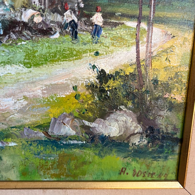 1930s Oil on Canvas Made by Emilio Giuseppe Dossena Signed Framed Mountain Village For Sale - Image 5 of 8