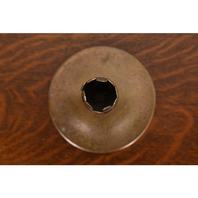 Early 20th Century Tiffany Studios New York Bronze Artichoke Form Vase Stand or Candlestick For Sale - Image 5 of 11