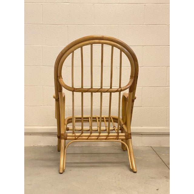 Wood Set of Bamboo & Leather Armchairs, 1980s For Sale - Image 7 of 15