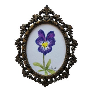 Nancy Smith Framed Contemporary Miniature Botanical Color Pencil Drawing For Sale