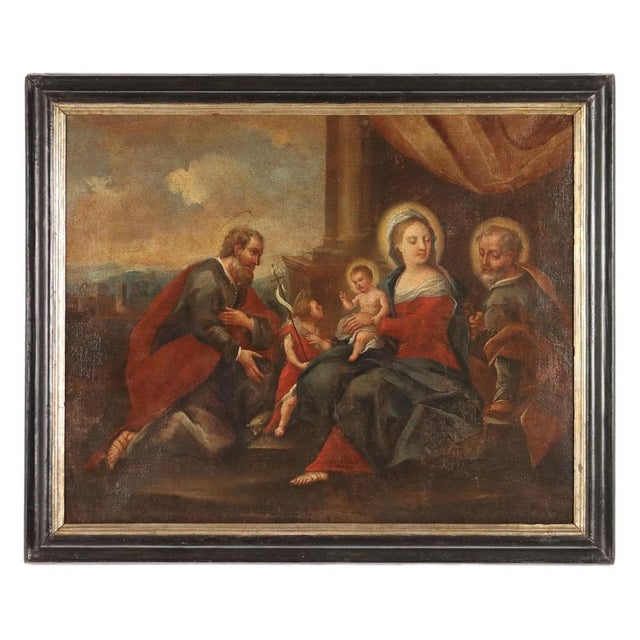 The Holy Family with Saints, Oil on Canvas For Sale - Image 12 of 12