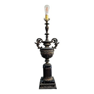 Late 19th Century Renaissance Revival Brass & Marble Table Lamp For Sale