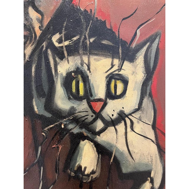 William Goliasch, L'Homme et Le Chat, Oil on Canvas, 1970s, Framed For Sale - Image 5 of 14