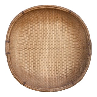 Antique Chinese Bamboo & Woven Basket For Sale
