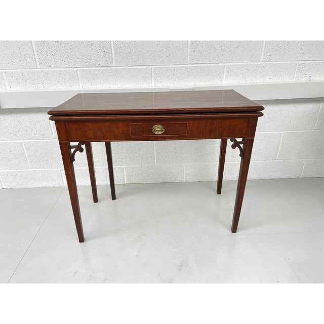 Wood Antique Mahogany Fold Over Tea Table For Sale - Image 7 of 7