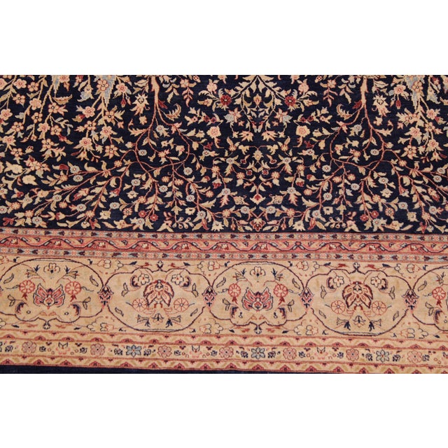 Elegant Kashan Pak-Persian Blue/Tan Wool Rug - 8'11'' X 12'2'' For Sale In New York - Image 6 of 9