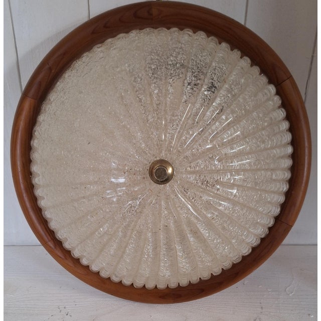 Vintage Ceiling Lamp with Segmented Ice Glass Shade by Euralux, 1980s For Sale - Image 6 of 8