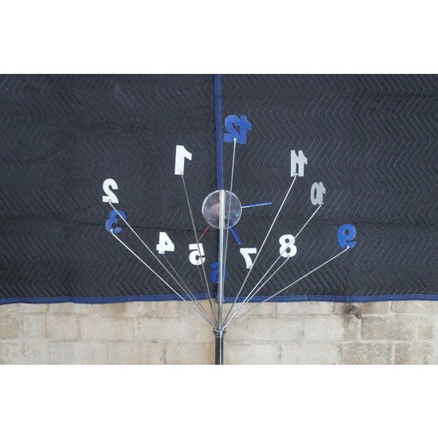 1970s Postmodern Memphis Style Chrome Starburst Sculptural Clock For Sale - Image 9 of 11