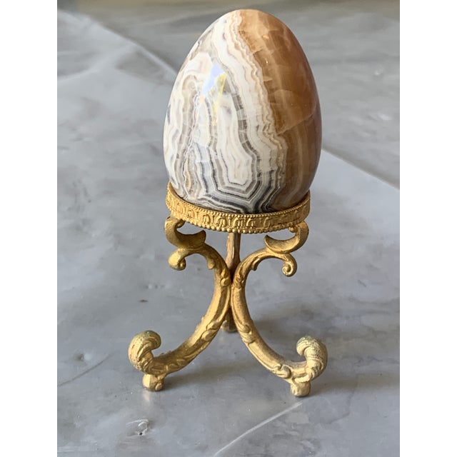 Vintage Polished Marble Egg On Stand Chairish