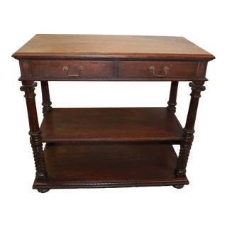 Late 19th Century Antique Oak Console Serving Table Pineapple Legs For Sale