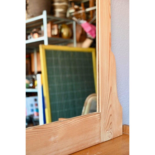 Rustic Large Country Mirror with Wooden Frame For Sale - Image 3 of 9