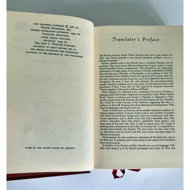 Vintage International Collectors Library Tolstoy Book Set – Anna Karenina & War and Peace in Red Leather For Sale - Image 11 of 12