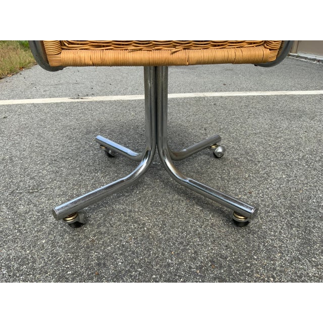 Daystrom Furniture Mid Century Chrome and Wicker Swivel Vanity/Desk Chair For Sale - Image 9 of 12