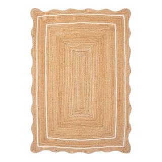 White Natural Jute Wave Scallop 3x5 Ft. For Sale