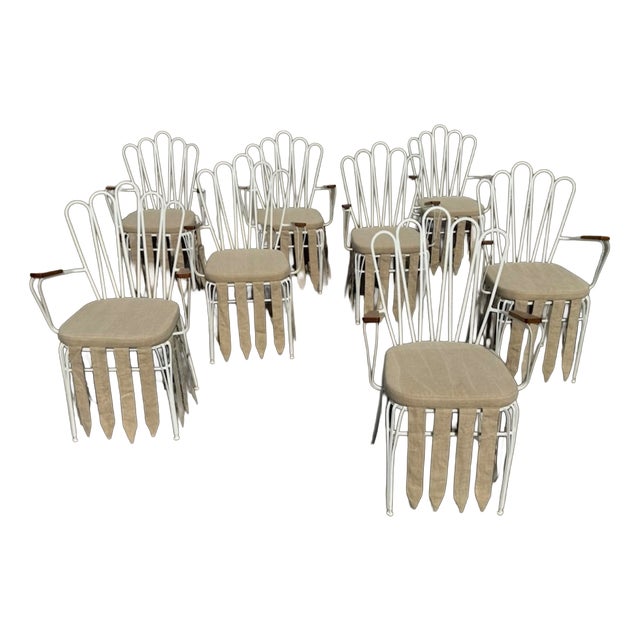 White Iron Garden Chairs attributed to Gio Ponti for Casa Giardino, 1940s, Set of 8 For Sale