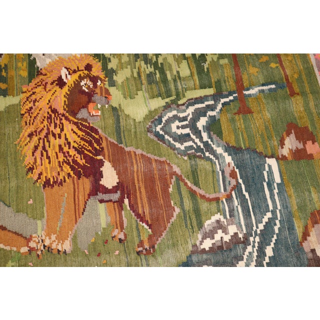 Late 20th Century Zabihi Collection Animal Motif Turkish Dowry Kilim - 6'5" x 7'9" For Sale - Image 9 of 11