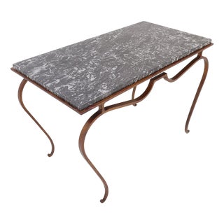 20th Century Gold Metal Side Table with Marble Top by René Prou For Sale