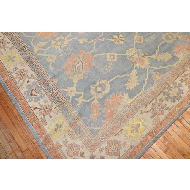 Soft Blue Antique Oushak Rug, 9' X 12' For Sale - Image 4 of 10