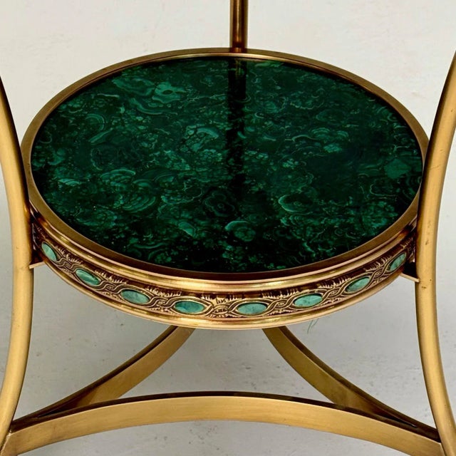 Louis XVI Style, Jeweled Gueridons, Malachite, Bronze, France, 20th C. For Sale - Image 10 of 11