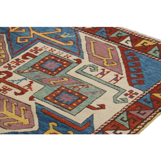 Vintage Turkish Tribal Rug in Red and Blue With Medallions | Rug & Kilim For Sale In New York - Image 6 of 8