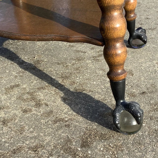 Antique Oak Claw and Ball Foot Parlor Table For Sale - Image 11 of 12