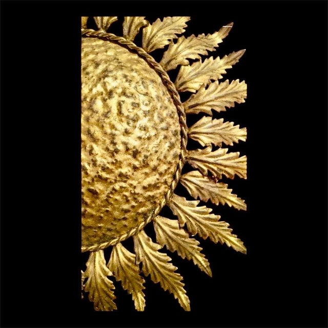 1950s Large Spanish Crown Sunburst Fixture in Gilt Metal, 1950 For Sale - Image 5 of 8