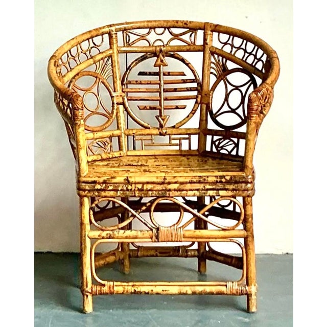 Vintage Boho Medallion Back Bamboo Brighton Pavillon Chair For Sale - Image 12 of 12