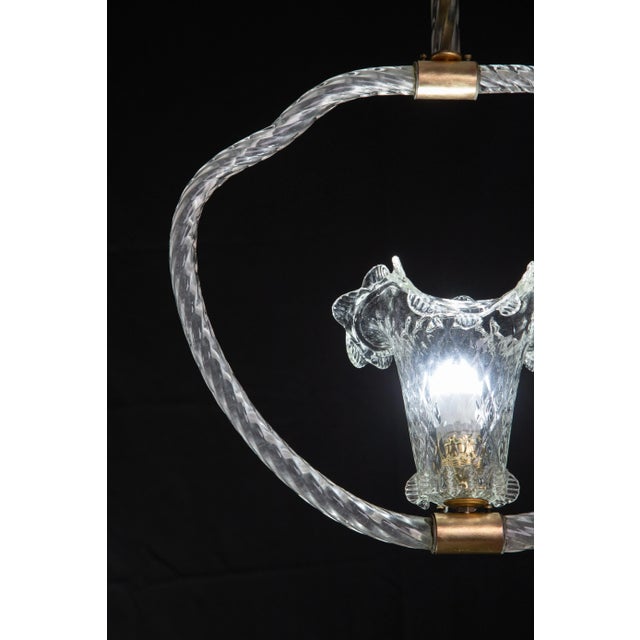 Transparent Art Deco Barovier & Toso Pendant Light Murano Glass, 1940 For Sale - Image 8 of 11