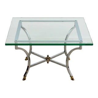 Chrome and Brass Maison Jansen Style Coffee Table For Sale