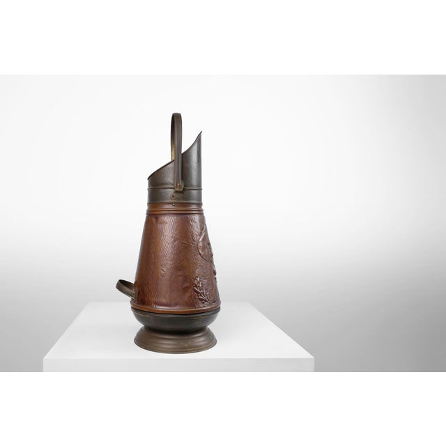 Copper Umbrella Stand with Hammered Relief of Vermeer, France, 1900s For Sale - Image 6 of 14