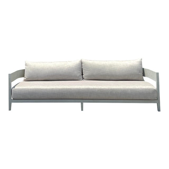 Vintage “Balmain” Outdoor Teak Sofa After RH For Sale