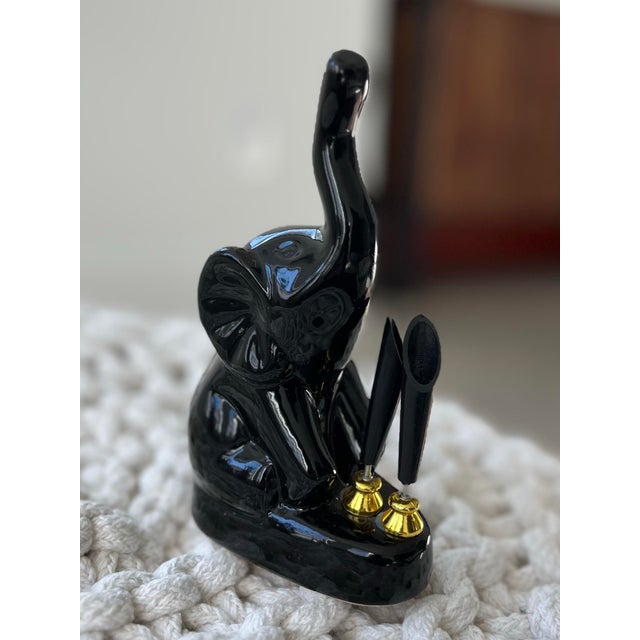 Vintage Mid-Century Ceramic Black Elephant Pen Holders-Set of 2 For Sale - Image 9 of 9