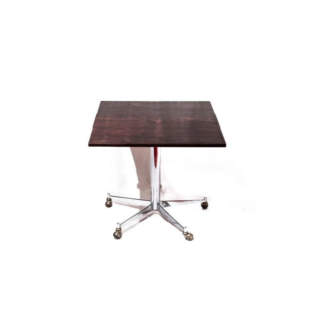 For sale is a rollable and restored steel tube table/side table with rising and shellac-hand-polished table top. New...