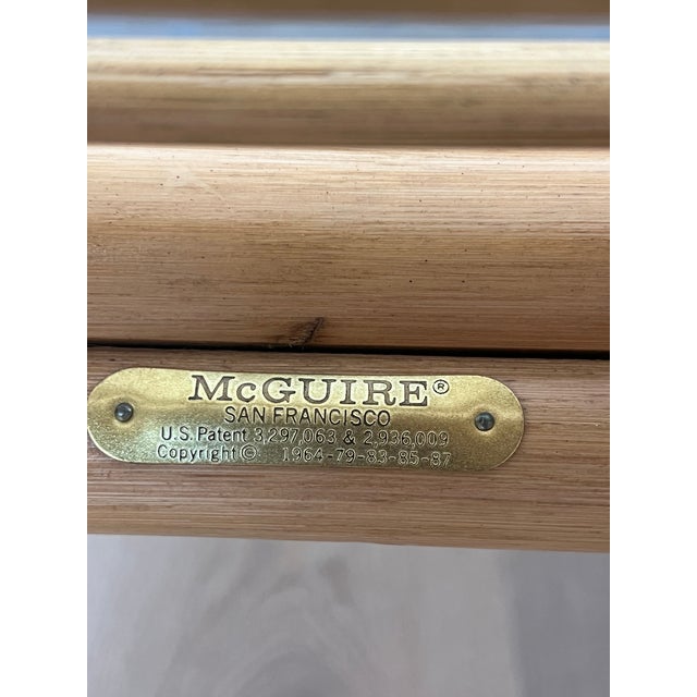Wood Pair of Vintage McGuire Bamboo & Leather Arm Chairs For Sale - Image 7 of 14