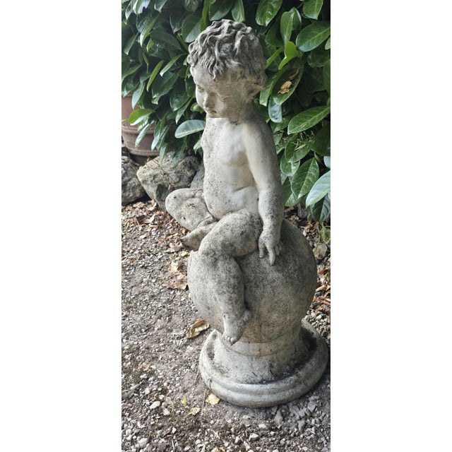 1910s Nude Stone Seated Cherub, 1910s For Sale - Image 5 of 7